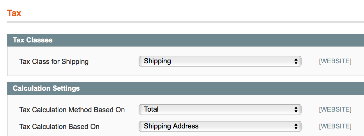 Magento Tax Shipping Configuration