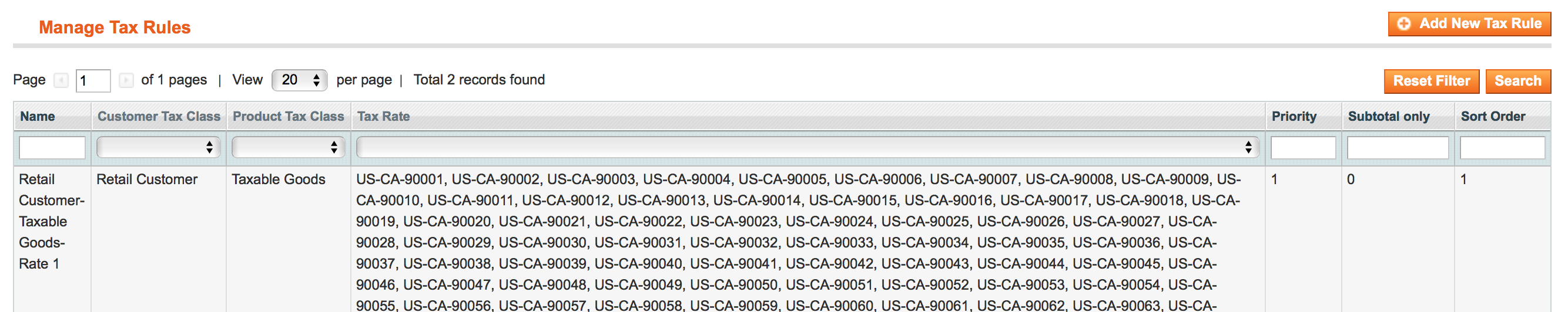 Magento Tax Rules