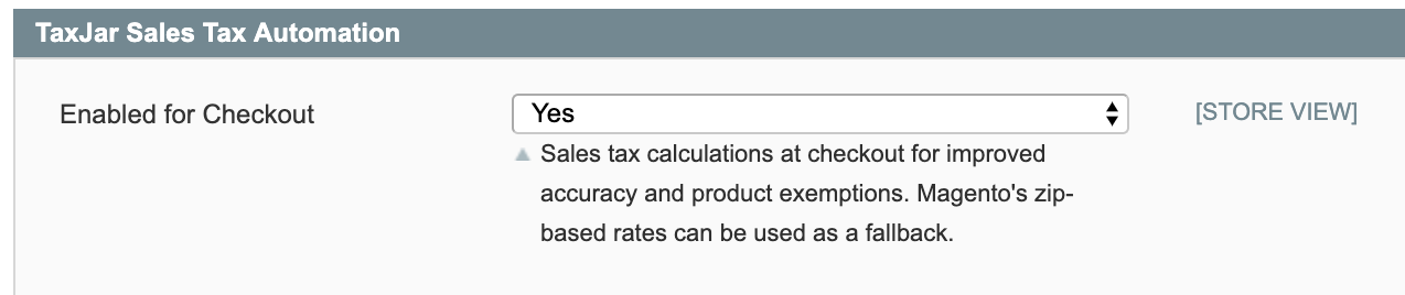 Magento TaxJar API Config