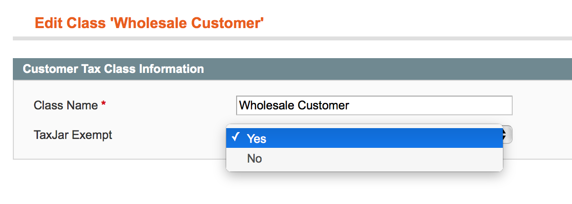 Magento TaxJar Exempt Customer Tax Classes
